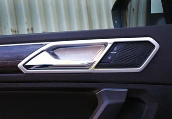 

Car styling For Volkswagen VW Tiguan L TiguanL 2017 ABS Inner Door Handle bowl Cover Trim Frame Car Decoration Sticker 4pcs/set