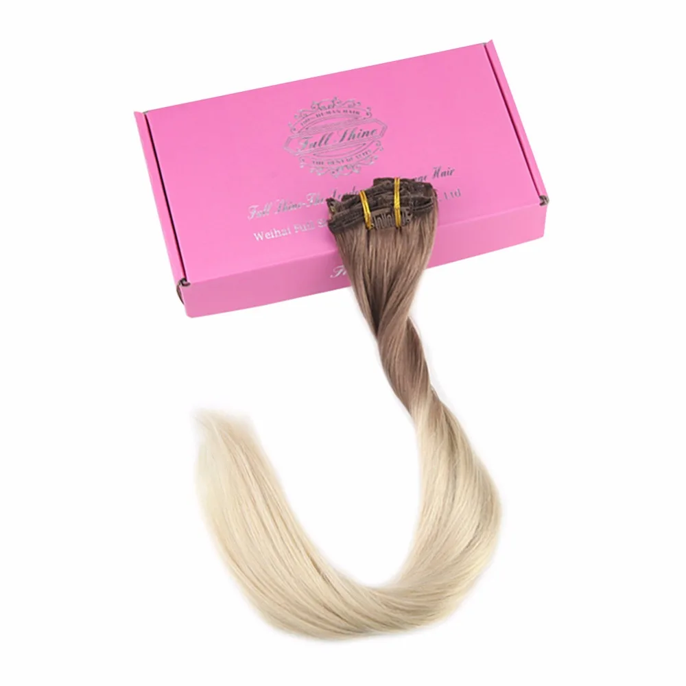 Full Shine 100% Remy Human Hair Balayage Hair Clip In Extensions 7Pcs 50g Ombre Color #6B Fading To 613 Blonde Clip In Extension Full Shine 100% Remy Human Hair Balayage Hair Clip In Extensions 7Pcs 50g Ombre Color #6B Fading To 613 Blonde Clip In Extension