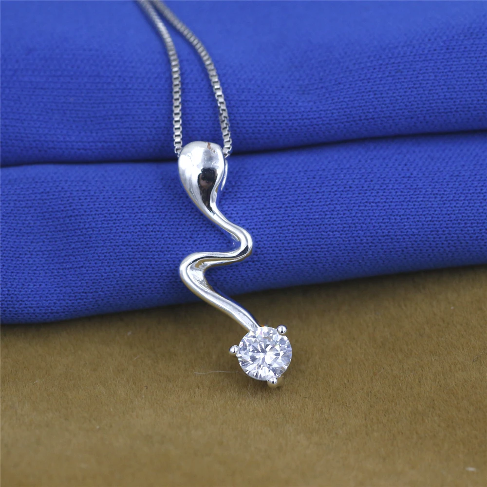 Wqqcr Simple Wave Necklace Chic Ecg Heartbeat 925 Silver Pendant Charm