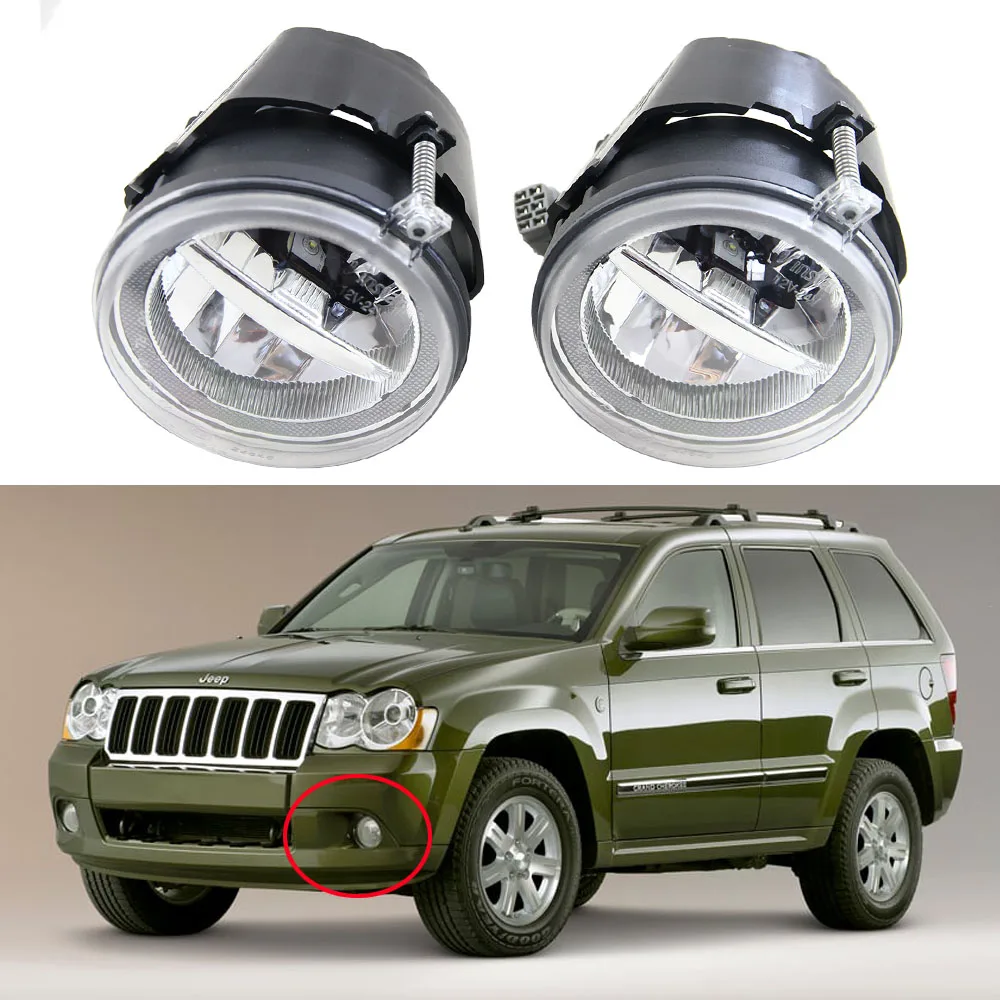 10 Вт Cree чип противотуманные фары замена для Jeep Grand Cherokee 2005 2006 2007 2008 2009 2010 Led DRL Дневной свет с Halo Кольцо