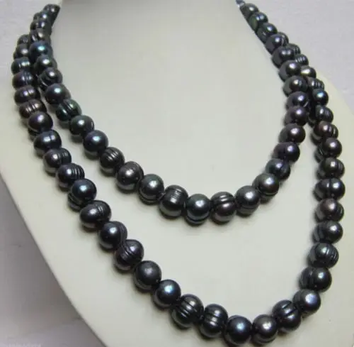 

HOT 003521 charming 35" 11-12mm tahitian black baroque pearl necklace