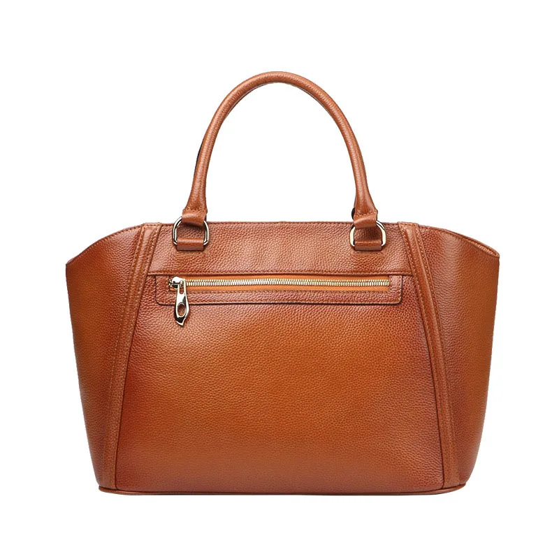 

Europe and the United States style first layer of leather lychee handbag, fashion retro large-capacity solid business travel bus