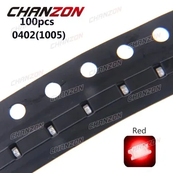 100pcs SMD 0402 (1005) LED Chip Red Light Emitting Diode LED Lamp 20mA 2V Surface Mount SMT Beads Electronics Components for PCB