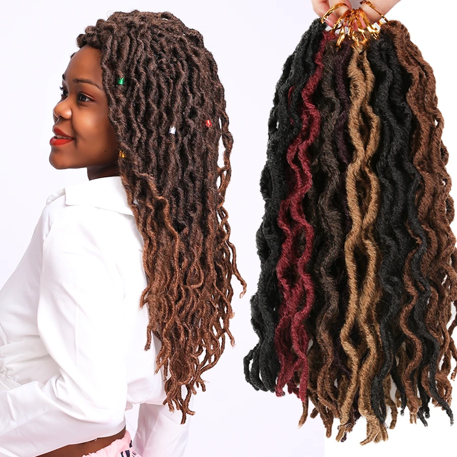 

AliLeader 12/18Inch Pre Looped Crochet Hair Ombre Faux Locs Curly Twist Braid Heat Resistant Synthetic Hair Extensions 20 Roots