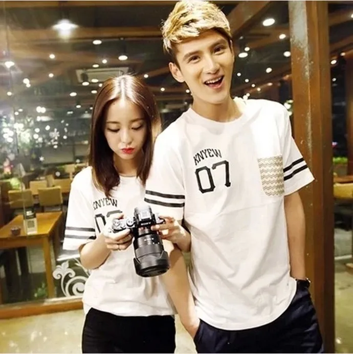 2015 summer new couple shirt simple 