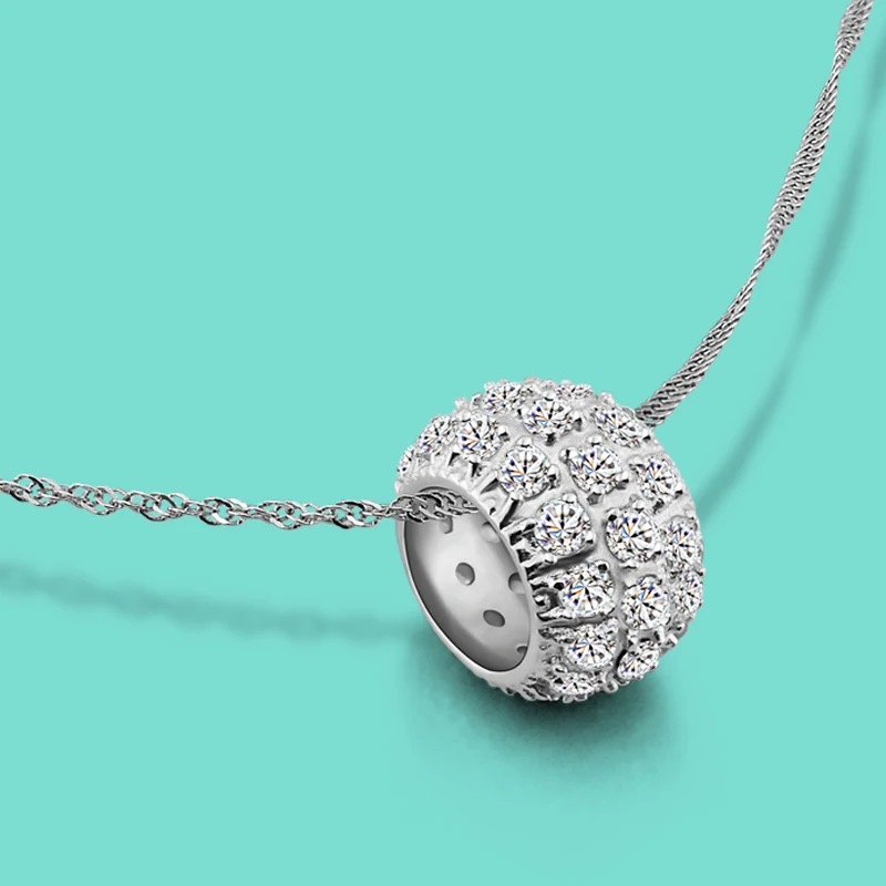 

Fashion silver jewelry 925 sterling silver necklace lady Circles pendant design solid silver water wave chains birthday present
