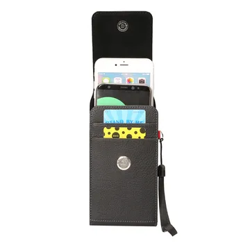 

YIANG PU Leather Casual Waist Packs Fanny Pack Men Dual Pouch Design Belt Clip Bag with Card Holder Mobile Phone Bags 3 Size