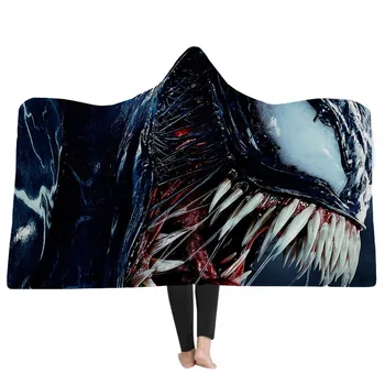 

EHOMEBUY Hooded Blankets 3D Blankets Home Adults Wearable Hooded Blankets 3D Printing Tooth Monster New Arrival Blankets Winter