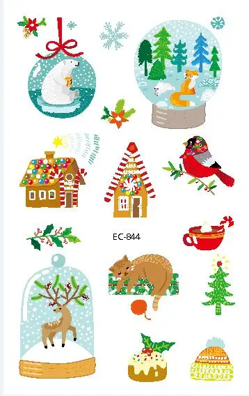 Rocooart Christmas Decorations Tattoo Stickers Children Party Gift Temporary Tattoo Santa Tattoo For Kids White Snow Fake Tatoo - Цвет: EC-844