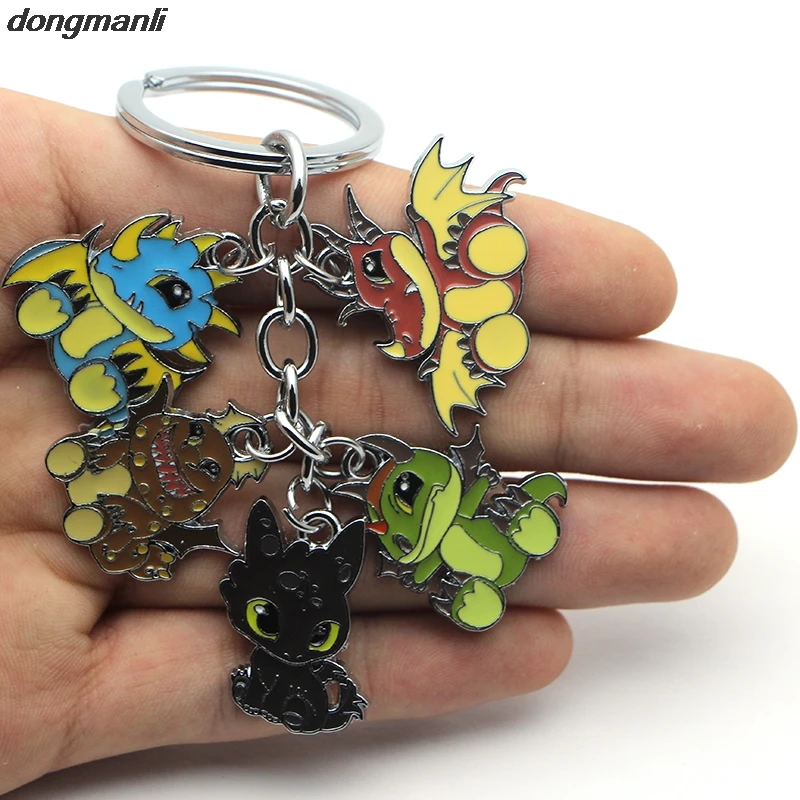 

WS1140 How to Train Your Dragon Five Animals Keychain American Movie Cute Dinosaurs Decoration Key Chain For Phone and Car