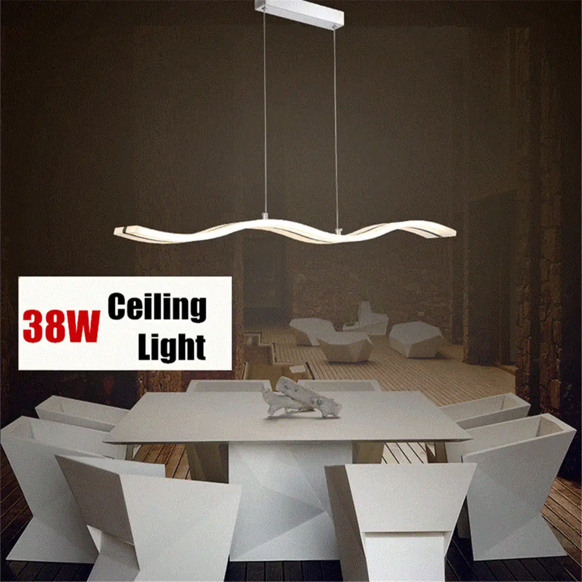  110V-220V 38W Modern Acrylic Wave LED Chandelier Light Stylish Lamp Decorative Ceiling Lighting Lam - 4000009700423
