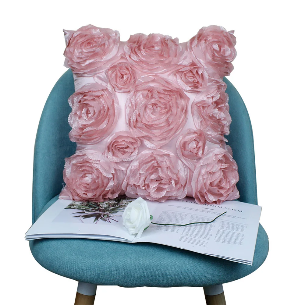 42x42 سنتيمتر المنزل غير مرئية سستة مكتب سيارة غطاء وسادة مربع الشكل 3D أريكة الزخرفية الورود المطرزة نوم كرسي الأوروبية نمط