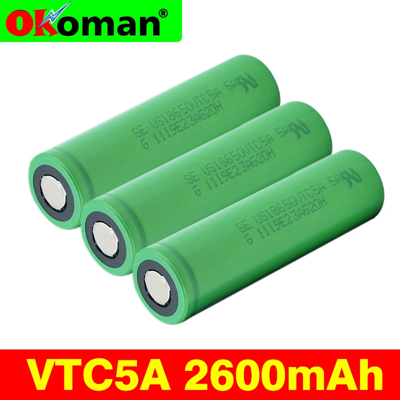 

100% High Drain VTC5A 18650 battery Li-ion Lithium Battery high Capacity 2600mAh For Flashlight headlight Sony batteries