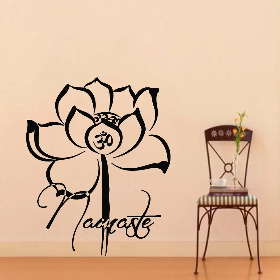 

ZOOYOO Lotus Namaste Wall Stickers Buddhism Believer Flower Home Decor Art Murals Living Room Bedroom Decorative Decals