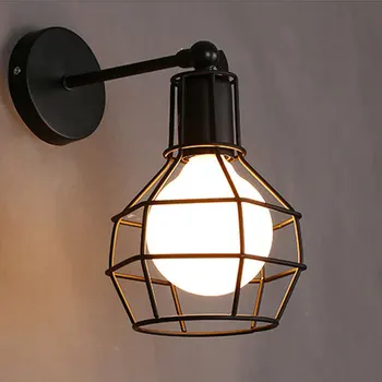 

Iron cage loft retro wall lamps bra bedroom bedside aisle stair corridor balcony cafe pub restaurant wall light bra wall sconce