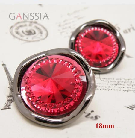 

12pcs/lot tsteepletop design red rhinestone button Resin shank button for garment Sewing accessories(ss-4826)
