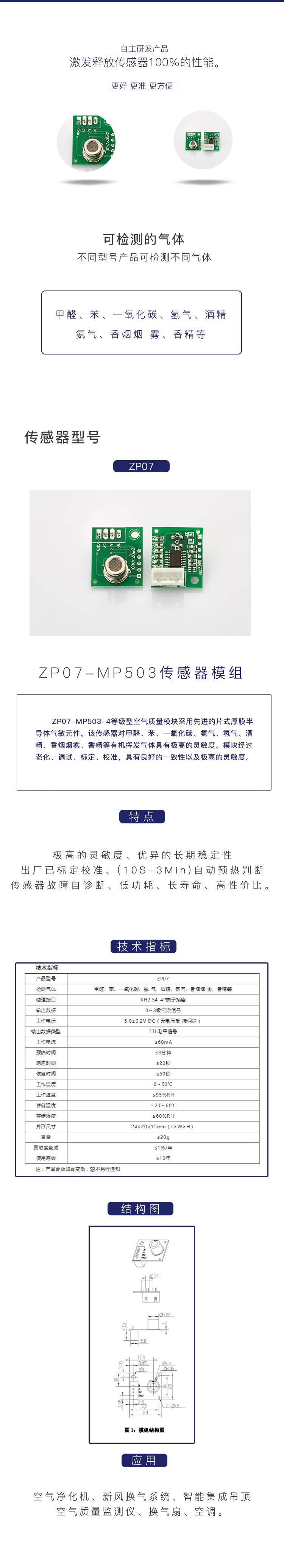 Загрязнение воздуха Сенсор ZP07--MP503-10 качество ЛОС воздуха модуль обнаружения