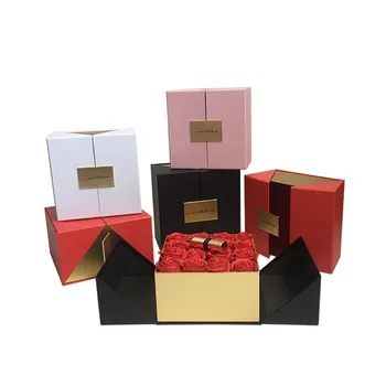 

2pcs/set New Golden stitching Square top grade flower gift box wedding party decoration gifts ,Mother's Day,Valentine's Day gift