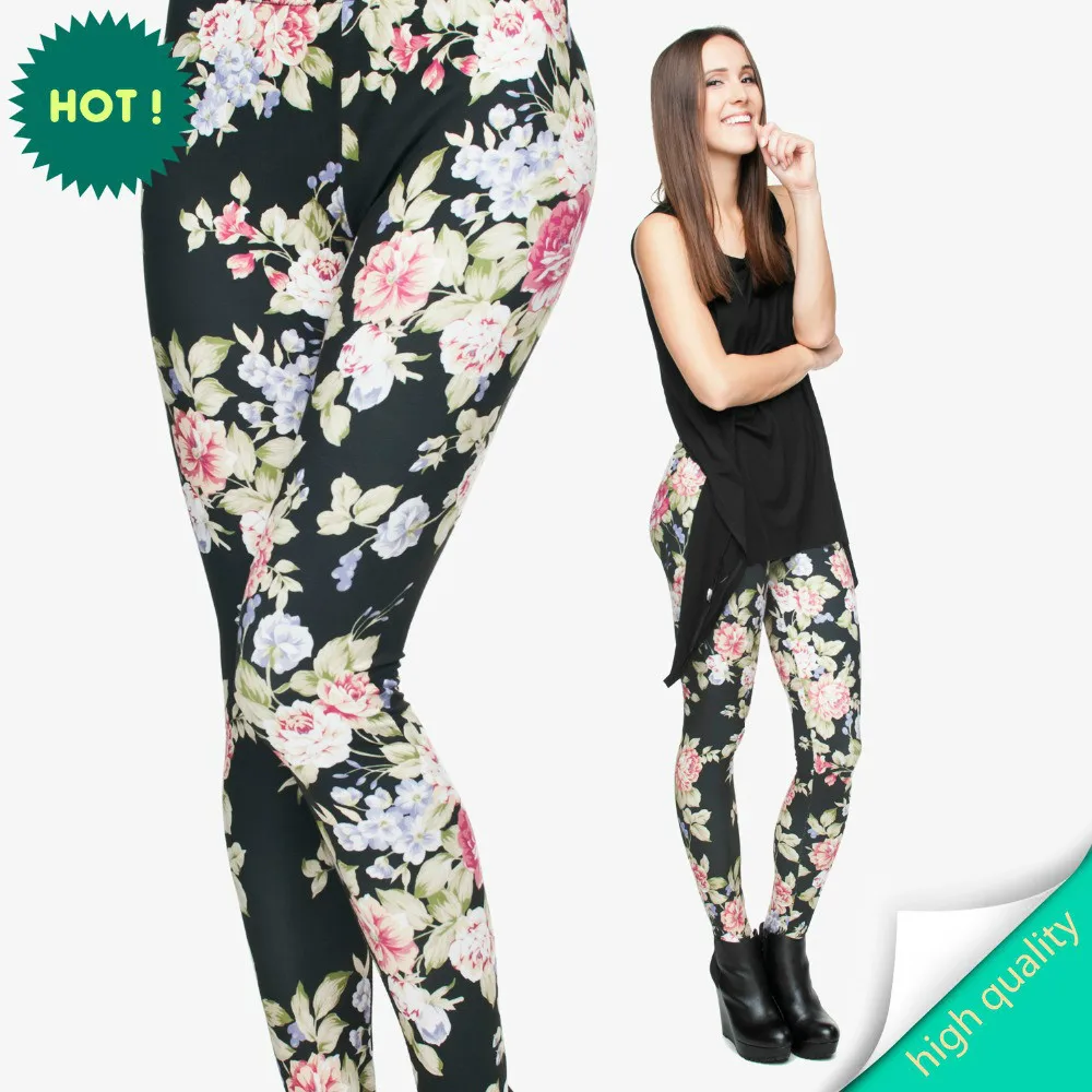 

FCCEXIO Hot Women Clothing Full Length 3D Graphic Full Print Fresh Flowers Leggings Sexy Fitness Punk Leggings Pants Workout