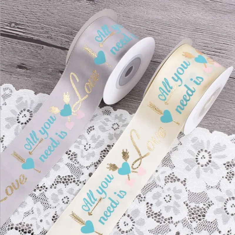 

40mmx10 yard/25mmx10 yard all you need in love Valentine's day gift wrapping ribbon exquisite gift box packaging decorative
