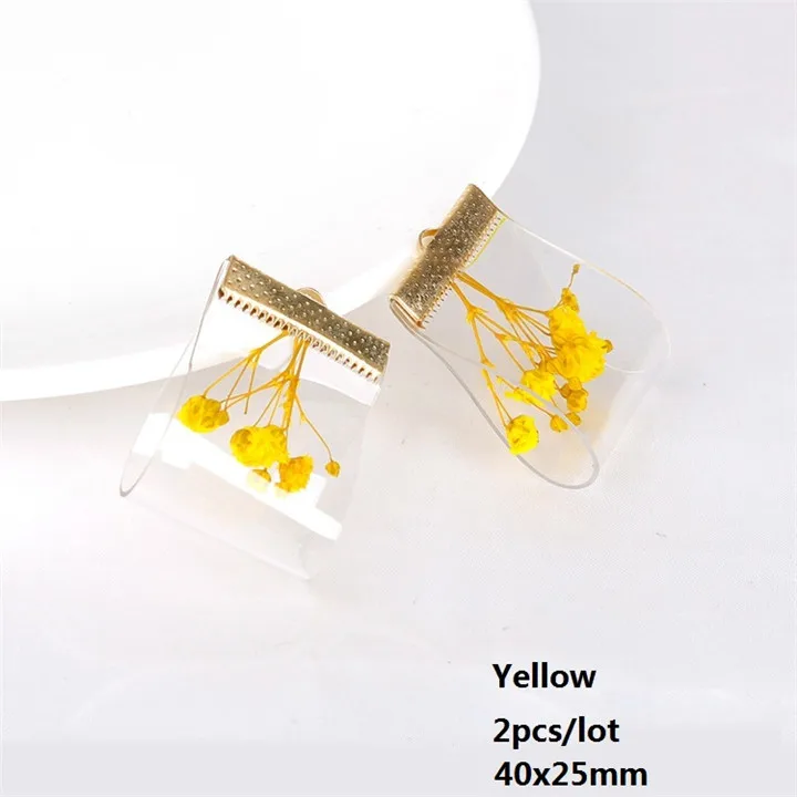 9  2pcs PVC Dried Flower Pendant For Hand Made Diy Earrings Necklace Jewelry Marking Stud Earrings Ear Clip Jewelry Accessories