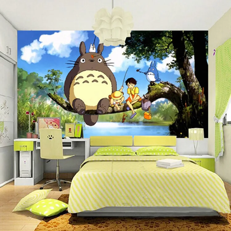 Us 17 54 35 Off Cute Japanese Anime Totoro Wall Mural Silk Wallpaper Custom Large Photo Wallpaper Art Room Decor Kid S Room Ceiling Bedroom In
