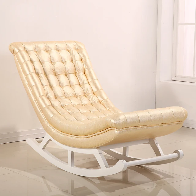 Best Price Modern Design Rocking Chair White Leather&Wood Home Furniture Living Room Adult Luxury Rocking Chair Rocker Chaise Design Best Price Modern Design Rocking Chair White Leather&Wood Home Furniture Living Room Adult Luxury Rocking Chair Rocker Chaise Design