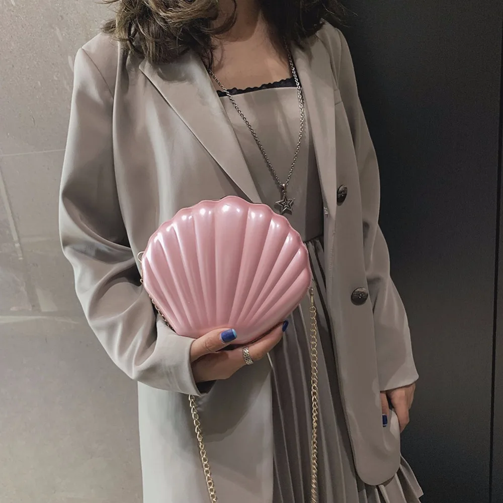 جديد أزياء العلامة التجارية Crossbody حقيبة تصميم الحلو قذيفة سلسلة حقيبة كتف حقيبة صغيرة الفتاة حقيبة ساعي يد