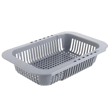 

Retractable Plastic Storage Basket Organizer Multi-Function Modern Home Kitchen Fruit And Vegetable Drain Storage Storage Basket