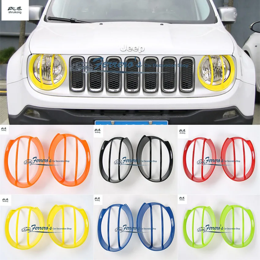 

for 2015 2016 2017 JEEP Renegade 2pcs/lot ABS Chrome Car Accessories car stickers head lamp light cover decoration Frame
