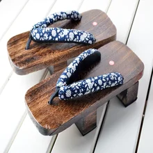 Летние мужские шлепанцы зубами мужские японские гэта, сабо Костюмы для косплея деревянные шлепанцы на плоской подошве для влюбленных пар; толстая сабо обуви