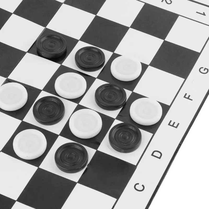 Portable International Chess Checkers Foldable Draughts White& Black Board Game Table Game Accessories