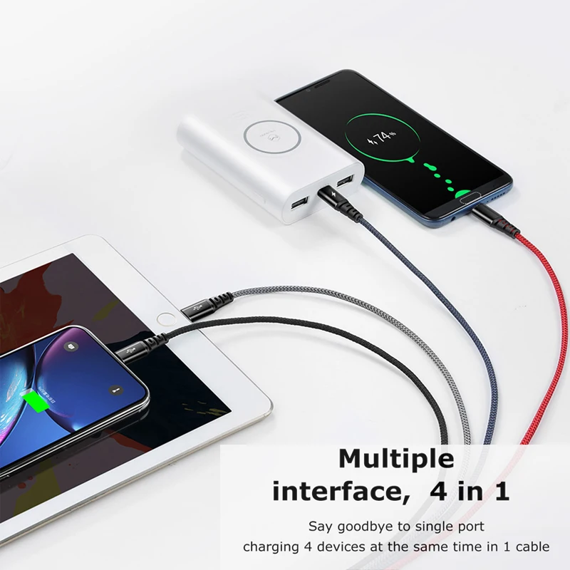 Mcdodo USB кабель для IPhone Xs Max XR X 4 в 1 зарядный кабель usb type C для samsung Xiaomi 9 USB C кабель 3 в 1 Micro USB кабель