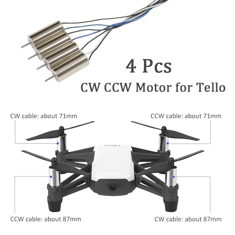 4 шт./компл. для DJI Tello(вращение по часовой стрелке и против часовой стрелки) по часовой стрелке и против часовой стрелки двигатель для DJI TELLO(вращение по часовой стрелке и против часовой стрелки) вращение по часовой стрелке и против Радиоуправляемый Дрон часть запасная частьа Двигателя аксессуары