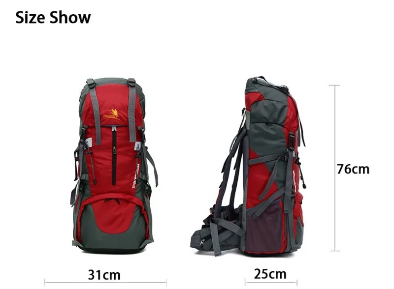 New 70L Nylon Oxford Climbing Hiking Backpack Waterproof Quality Camping Mountaineering Backpacks Men Women Outdoor Sports Bags