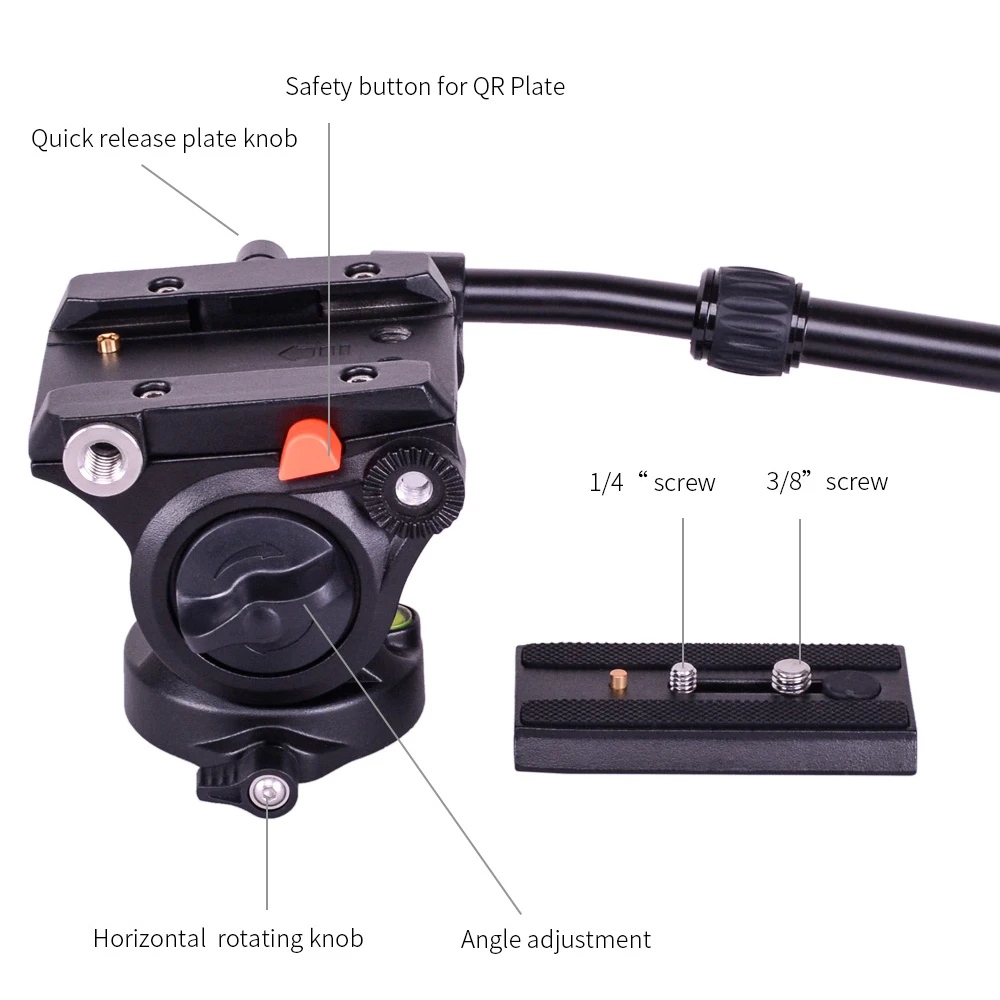 DH01 профессиональная головка штатива панорамная гидравлическая головка монопода+ быстросъемная пластина для камеры Canon Nikon sony