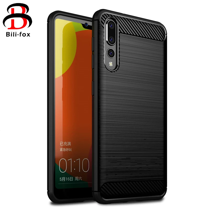

Bili-fox Phone Case for Huawei P20 Pro Lite Anti-shock Soft TPU Back Cover Shell Cases for Huawei P20 Lite Carbon Fiber Coque