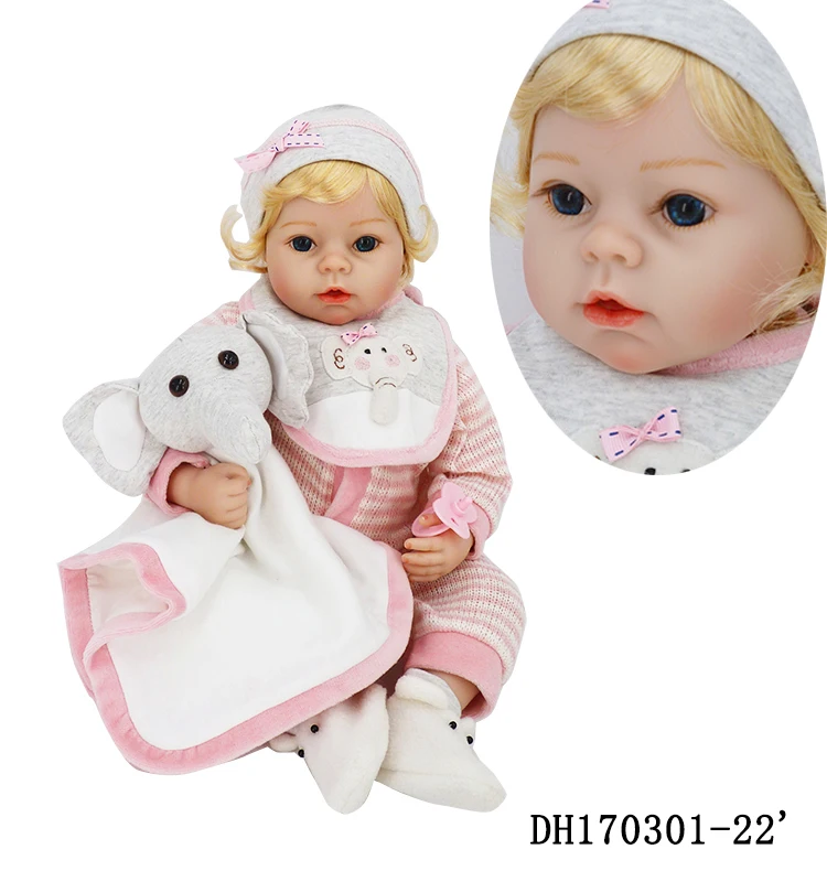 

Forrsdor 55cm bebe doll reborn toy soft cloth body with pink knitting clothes and brown short hair silicone reborn baby dolls