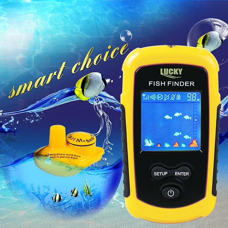Lucky FFCW1108-1 Portable Wireless Sonar Fish Finder Echo sounder fishing Deeper with LCD Display (23)