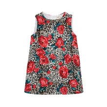 Girls Dress Children Kids Dresses For Girls Sleeveless O-Neck A-Line Dresses Flowers Print Above Knee Mini Dress Girl tie dye sleeveless a line mini dress