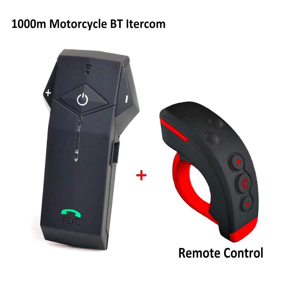 

1set Motorbike Helmet To Helmet 1000M Bluetooth Motorcycle Intercom Headset NFC Technology FM radio with remote control