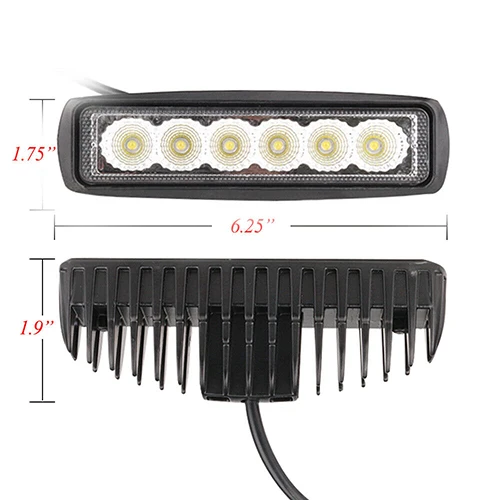 2 шт. 6 дюймов 18 Вт Рабочий светильник Однорядный Водонепроницаемый светодиодный светильник для SUV, ATV, UTV, 4x4, песочные рельсы, автомобили, грузовик, прицеп, вилочный погрузчик - Цвет: Flood Beam