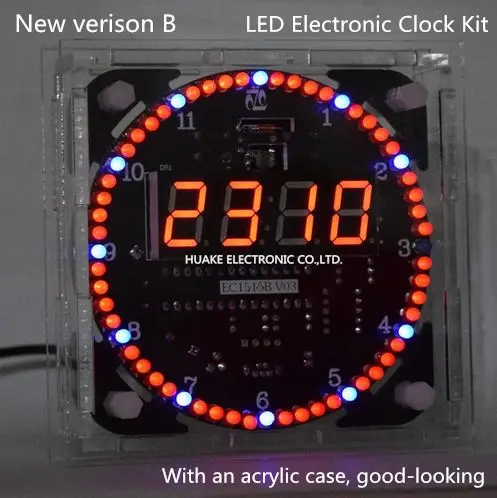 New Version LED Clock diy Kit Electronic kit DS1302 Rotation 51 SCM Learning Board ( DIY kit ) + Acrylic case good-looking New Version LED Clock diy Kit Electronic kit DS1302 Rotation 51 SCM Learning Board ( DIY kit ) + Acrylic case good-looking