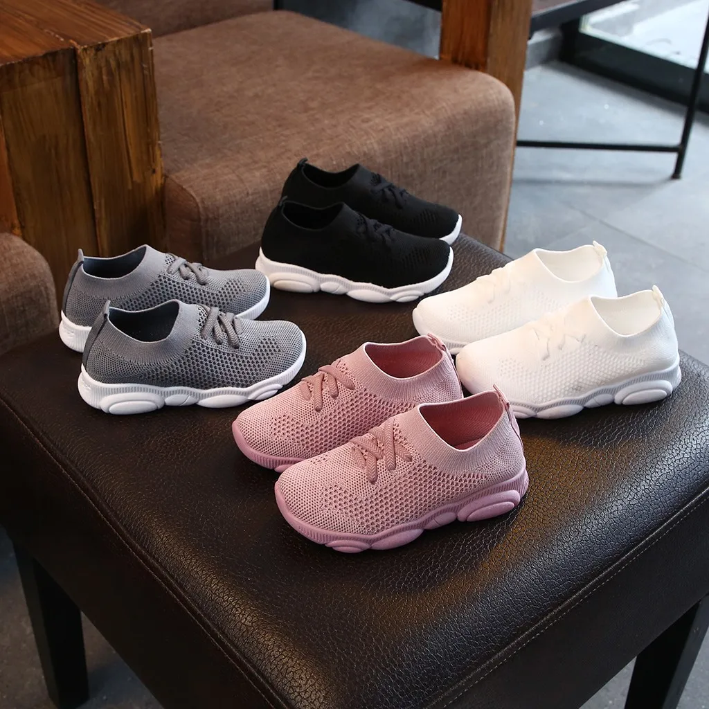 

2019 sport shoes for Children Infant Kids Baby Girls Boys Solid Stretch Mesh Sport Run Sneakers Shoes chaussure garcon menina