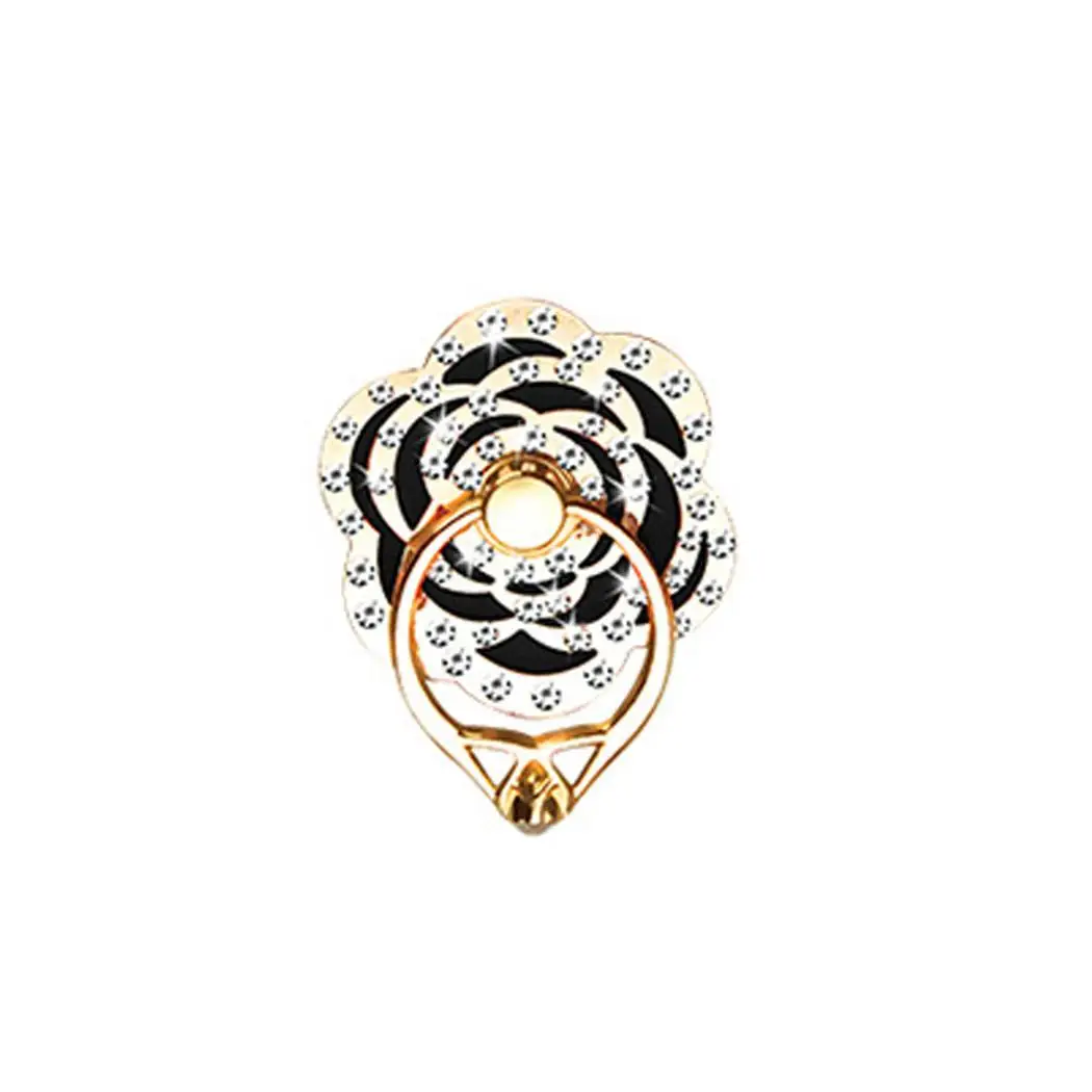 Finger Ring Mobile Phone Rhinestone Rose Smart phone Stand Holder For iPhone X 8plus Samsung cell Smart Round Phone holder Stand