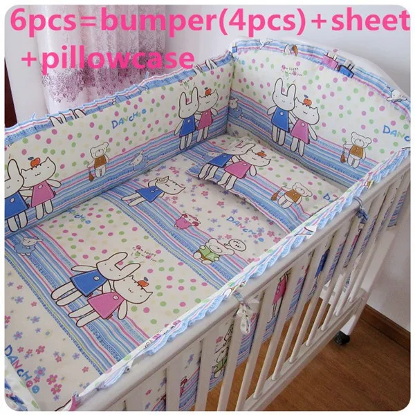 

Discount! 6/7pcs Detachable Baby Cot Crib Bedding Set for Girls Boys Cotton Newborn Baby Bed Linen ,120*60/120*70cm