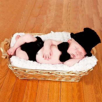 

Newborn shooting baby photography props gentleman set knit outfit suit new born fotografie infant picture baby photo accessories