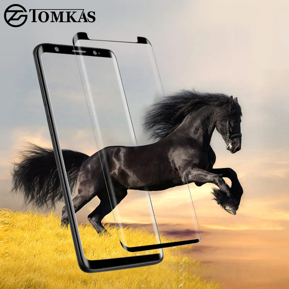 

TOMKAS Screen Protector For Samsung S9 Tempered Glass 3D Curved Edge Easy to Install For Samsung Galaxy S9 S8 Plus Glass
