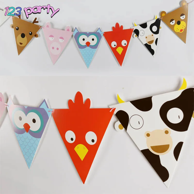 

2M 8pcs Animal Garlands for Birthday Paper Bunting Banners Pennant Baby Shower Wedding Garland Flags for Party Decoration