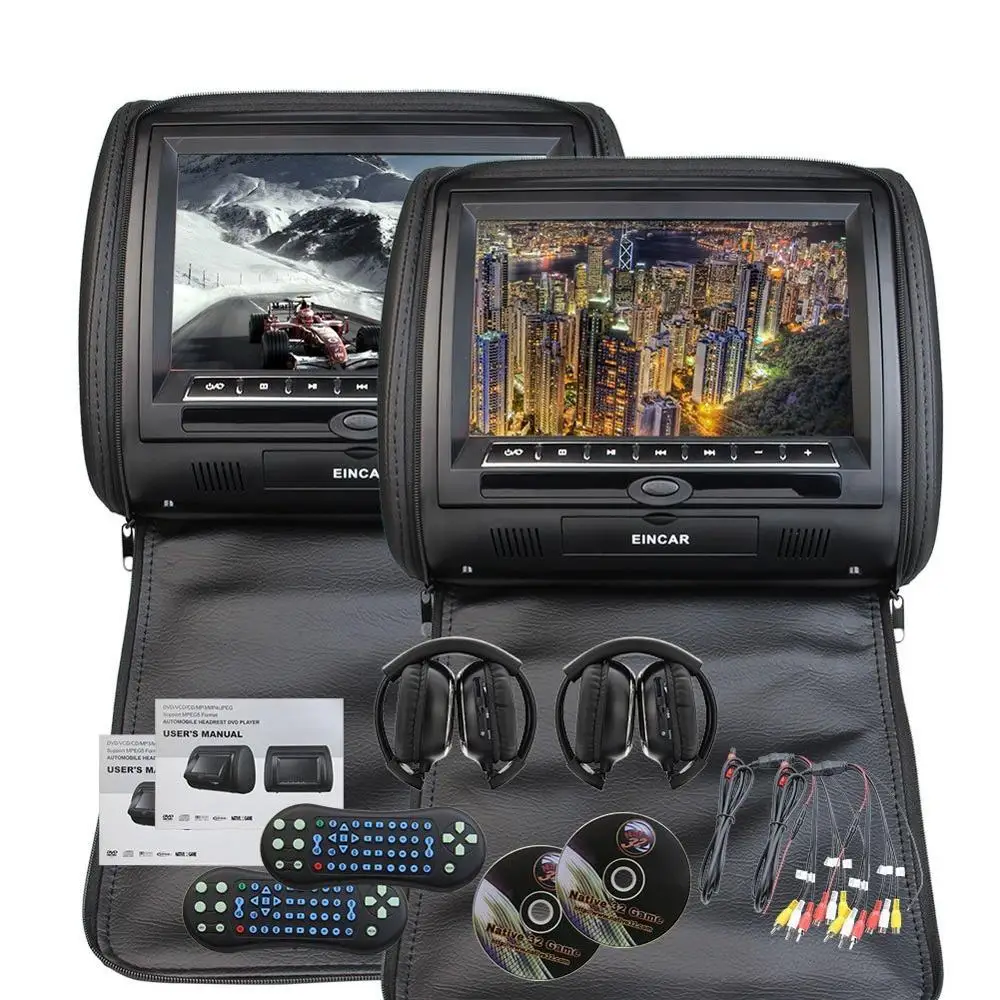 Free IR Headphonex2 included Pair of Car Headrests +9 Inch HD Digital
